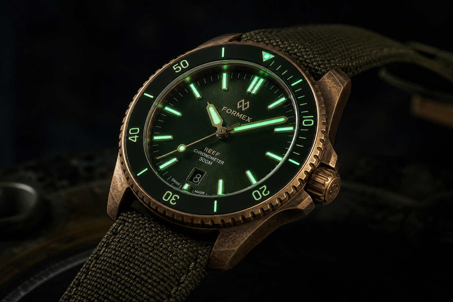 Bronze Tritium Diver - Green Dial